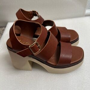 Avellini Brown Leather Platform Sandals size 8 new chunky y2k style